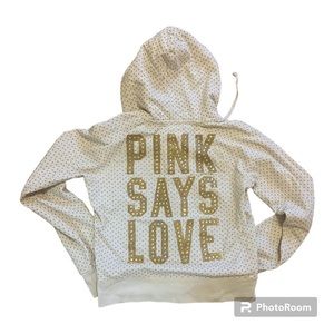 Cream & Gold Pink Victoria Secret Zip-up Hoodie